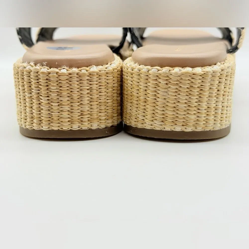 NWT Marc Fisher Pelma Black and Cream Espadrille Platform Sandals 9,5